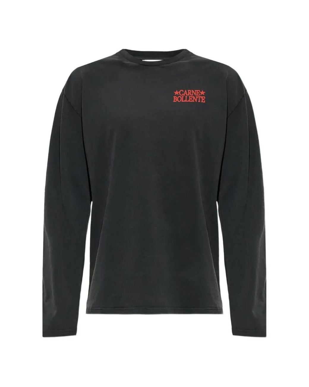 Carne Bollente Black Logo-Print Rhinestone-Embellished Long-Sleeve T-Shirt for men