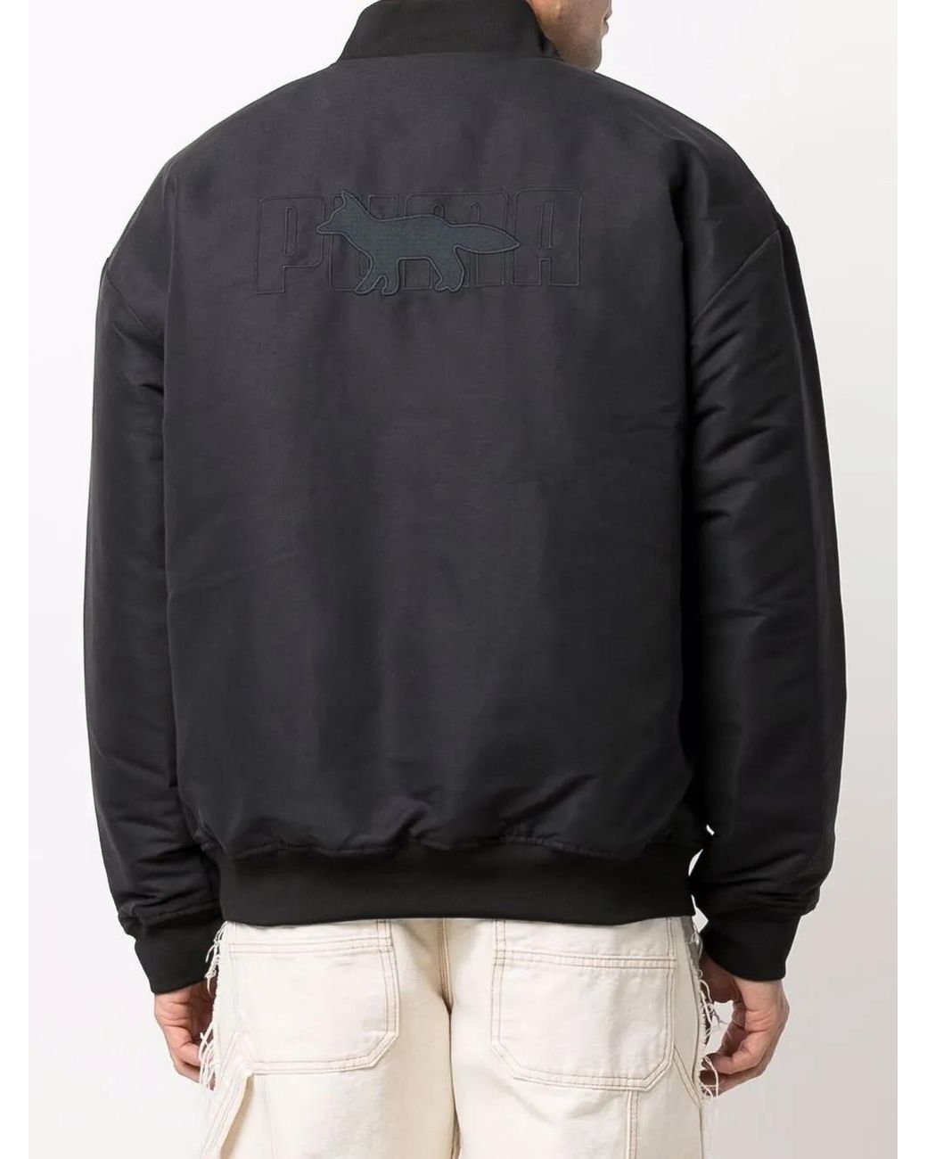 PUMA Black Logo-Patch Detail Bomber Jacket for men