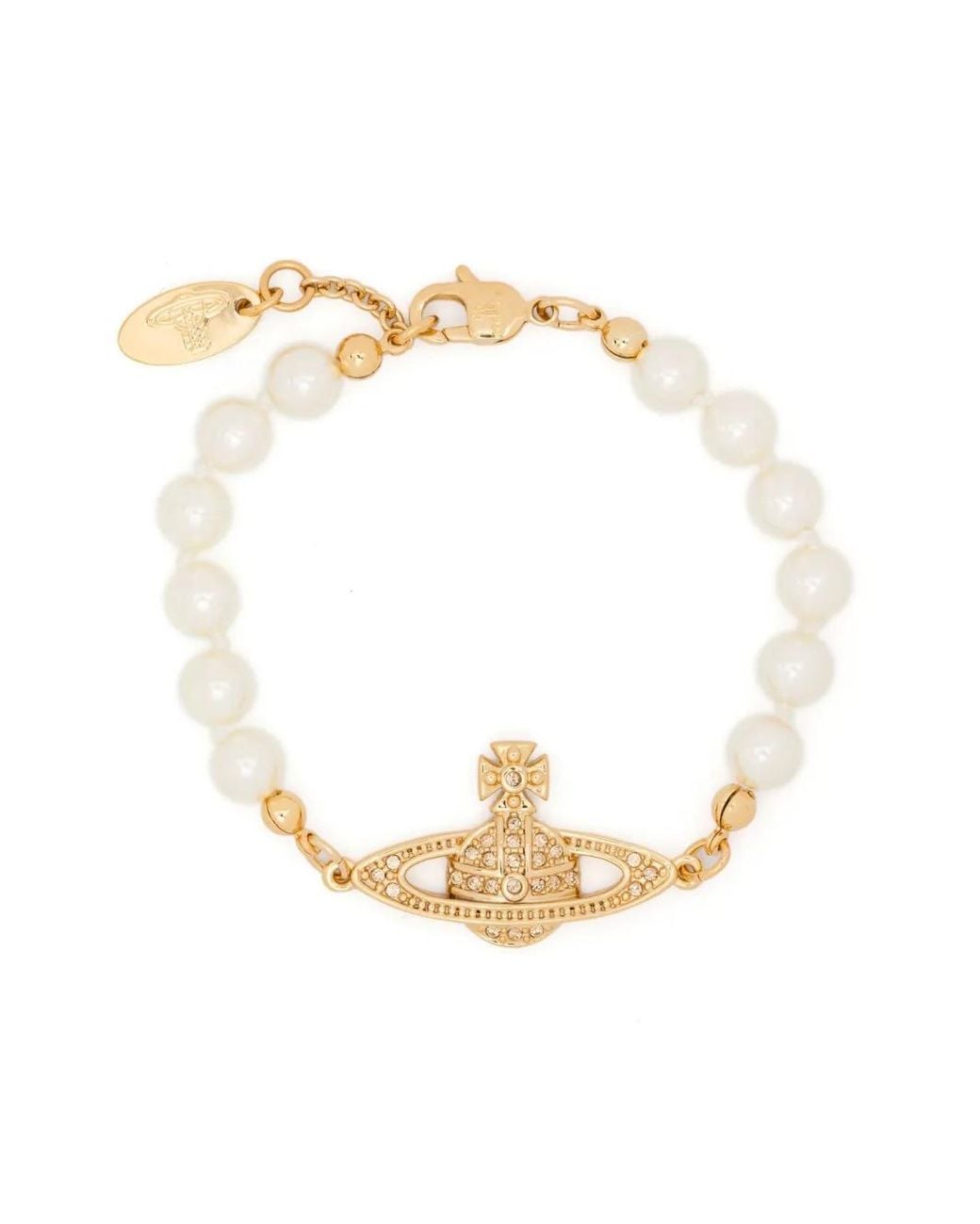 Vivienne Westwood White Mini Bas Relief Pearl Bracelet