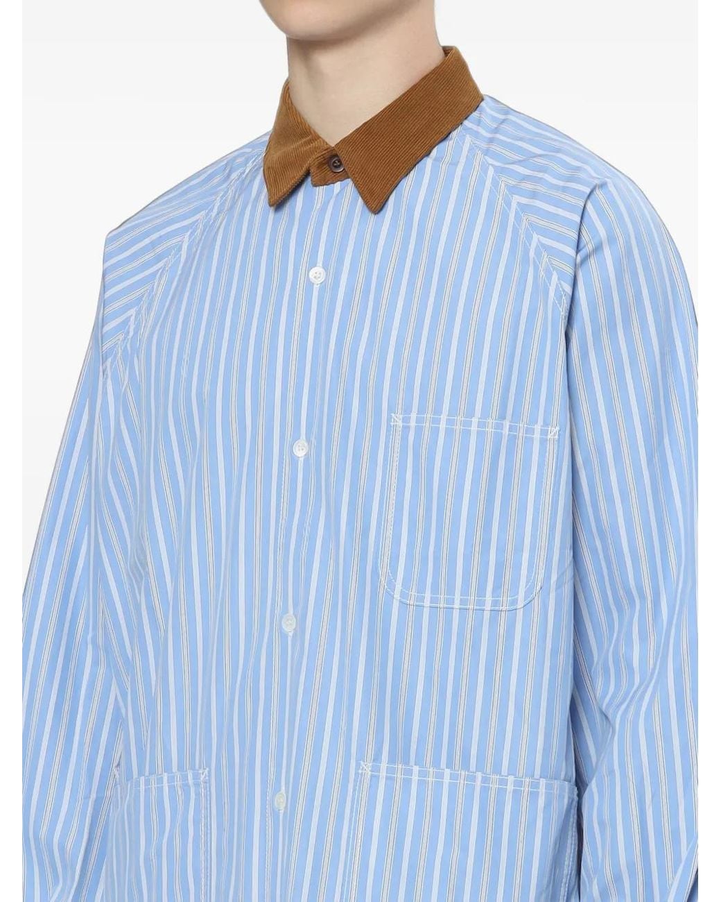 Comme des Garçons Blue Vertical-Stripe Shirt for men