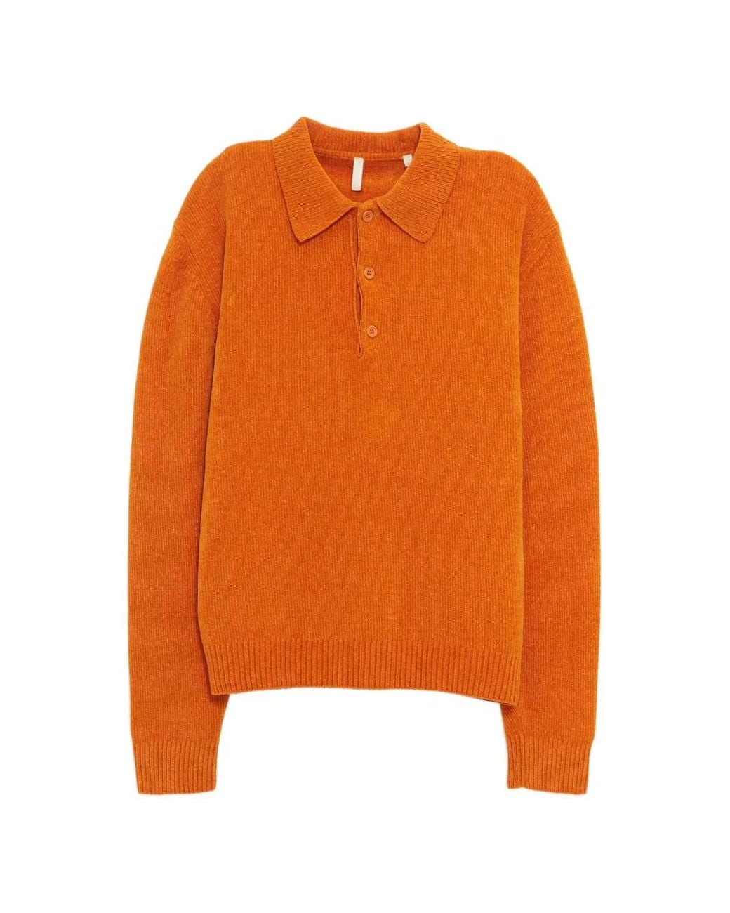sunflower Orange Chenile Half-Button Polo Shirt for men