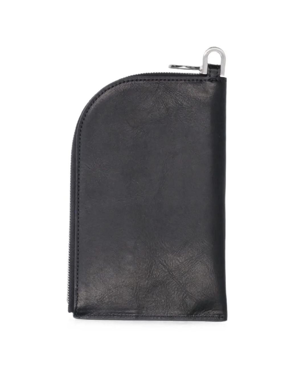 Rick Owens Black Portefeuille En Cuir À Fermeture Zippée