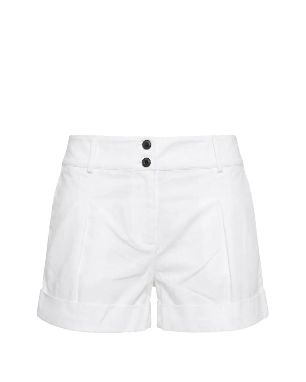 Brandon Maxwell White Pleated Turn-Up Shorts