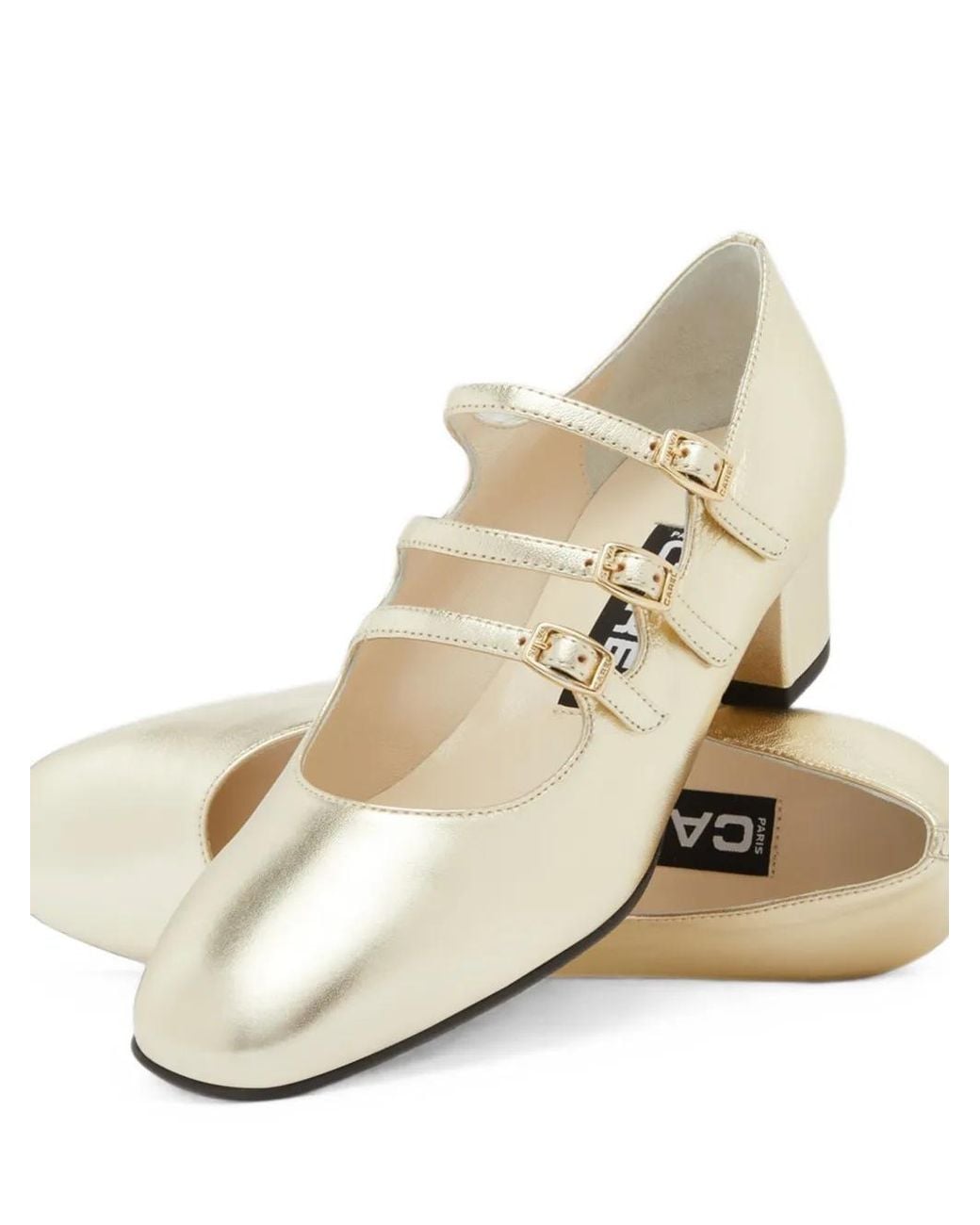 CAREL PARIS White Kina Triple-Strap Pumps