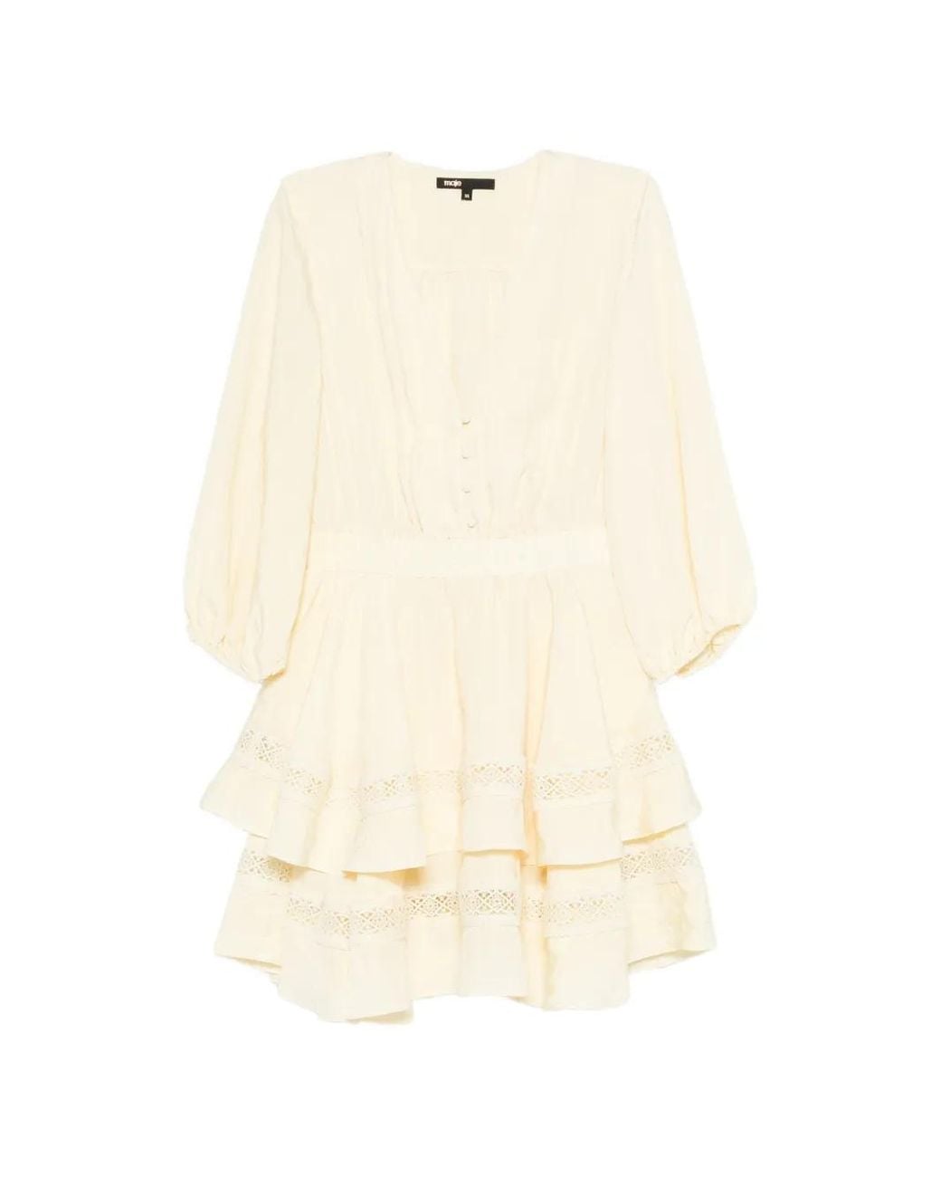 Maje Natural Short Ruffled Dress
