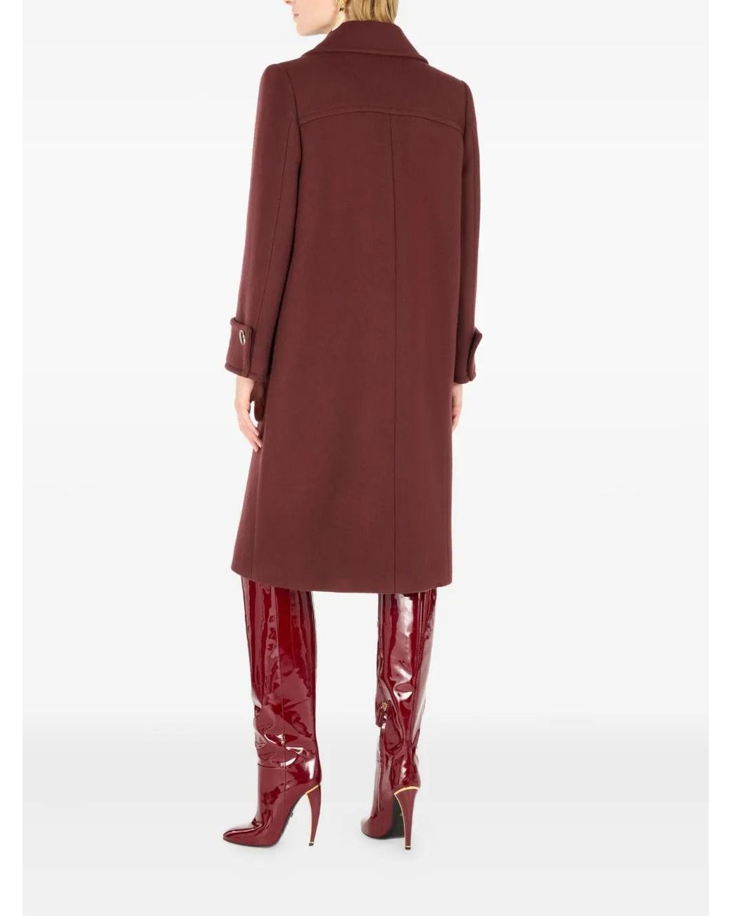 Roberto Cavalli Red Double-Breasted Wool Coat