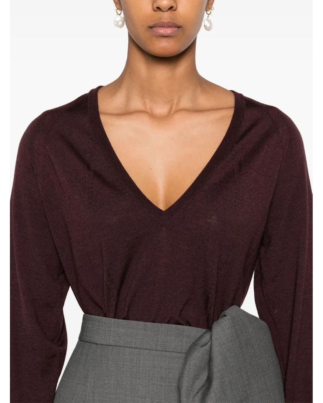 Lanvin Purple Pointelle-Trim Sweater