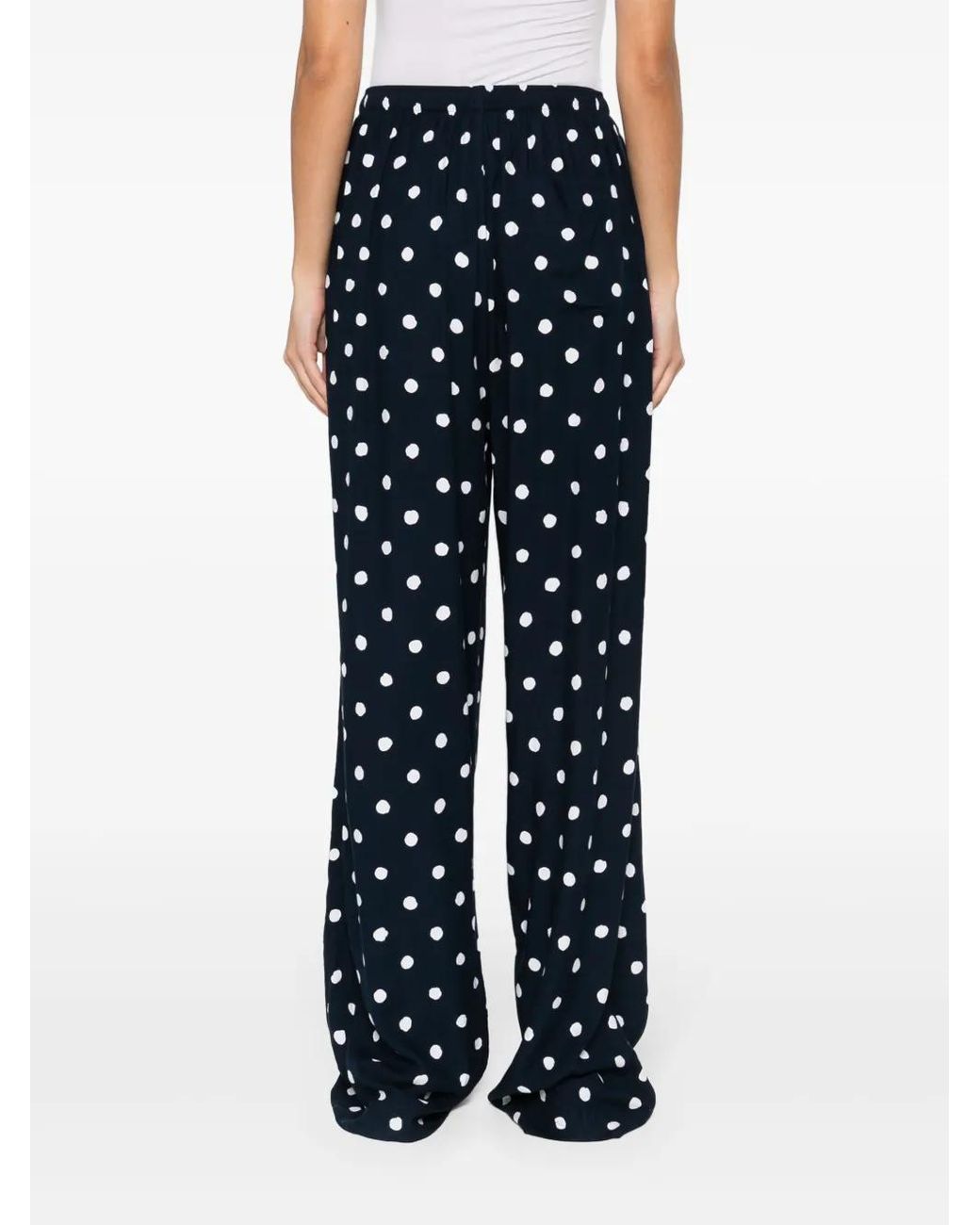 Balenciaga Blue Polka-Dot Straight-Leg Trousers