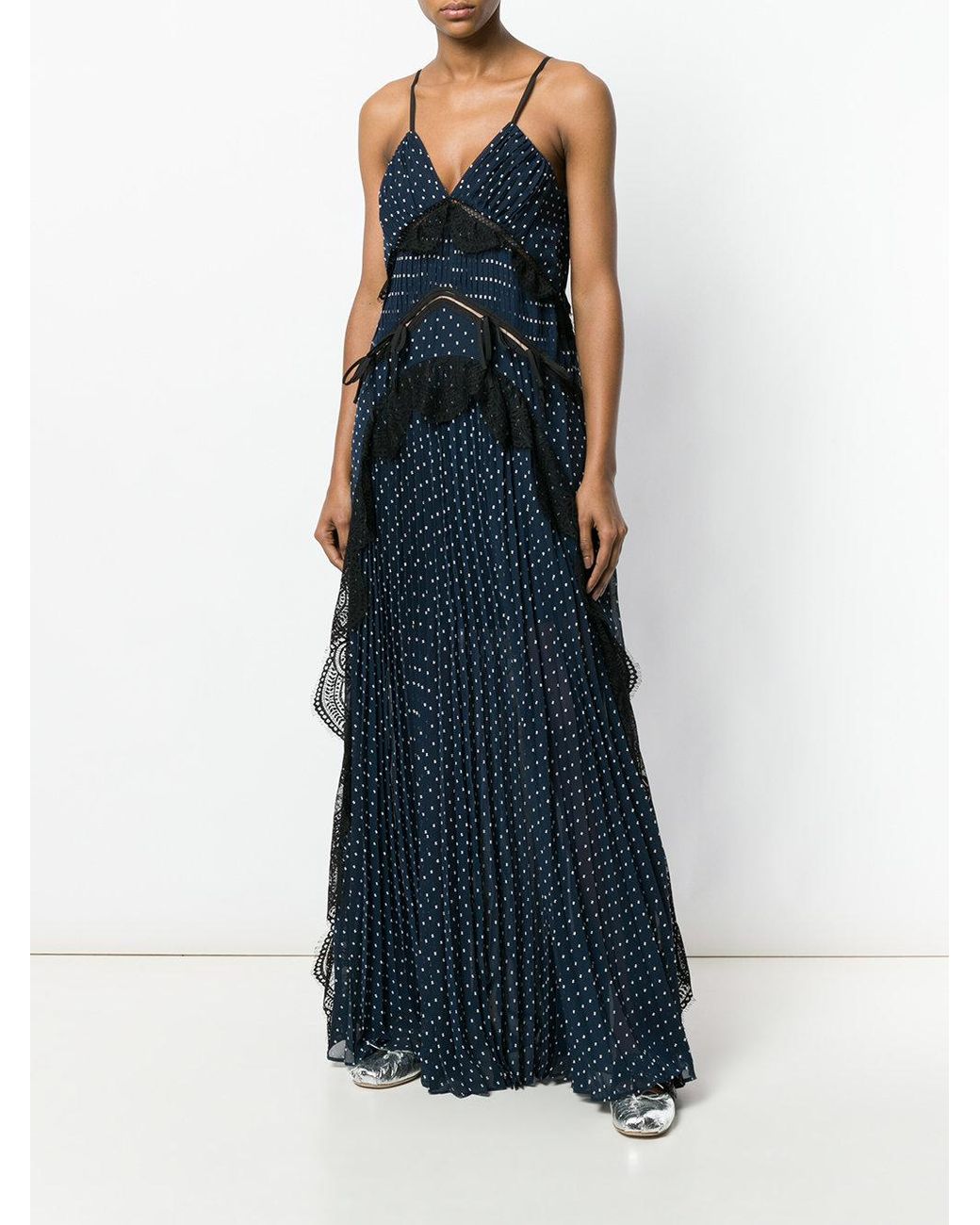 Navy polka dot shop maxi dress