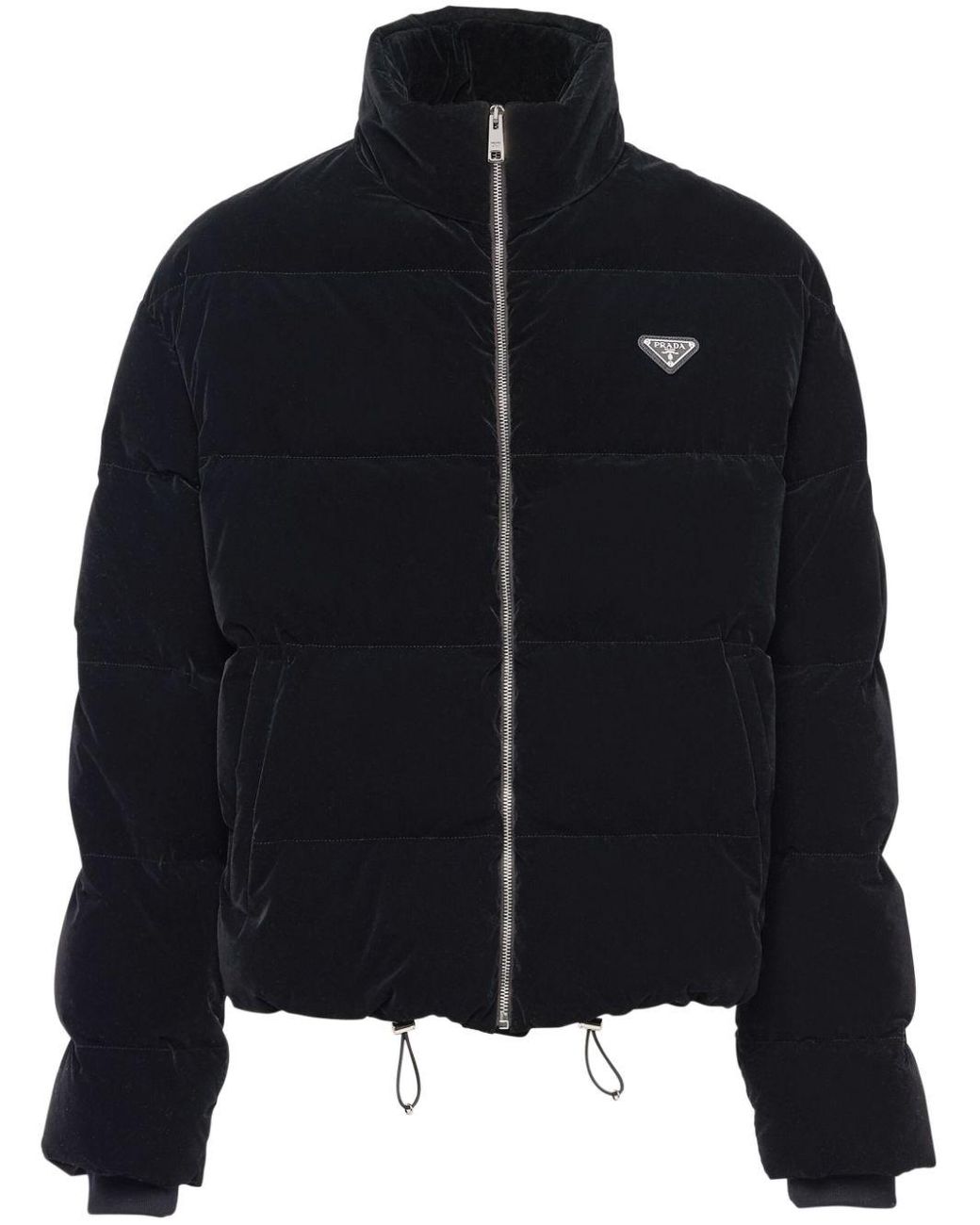 Prada Velvet Cropped Down Jacket in Black for Men Lyst UK