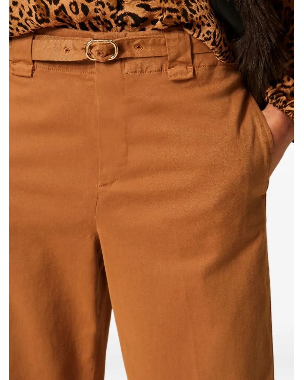 Twinset Orange Pantalon Bull À Taille Ceinturée