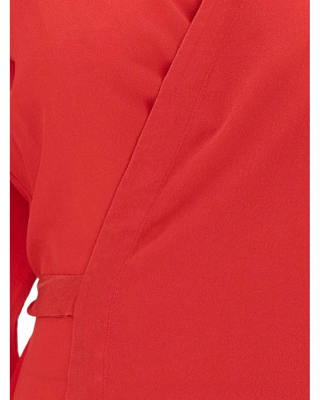 Kangra Red Silk Wrap-Design Blouse