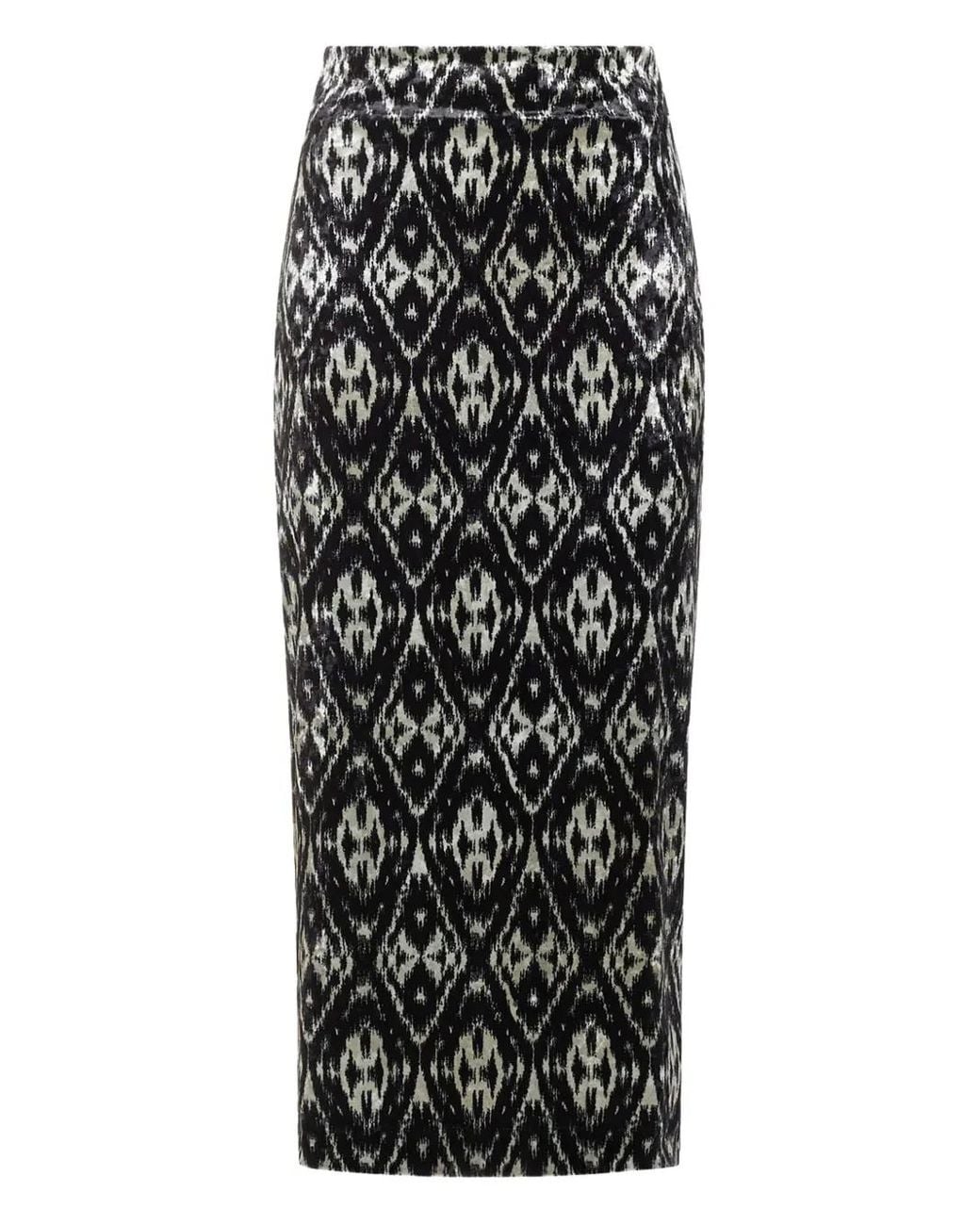 Pierre Louis Mascia Black Geometric-Pattern Maxi Skirt