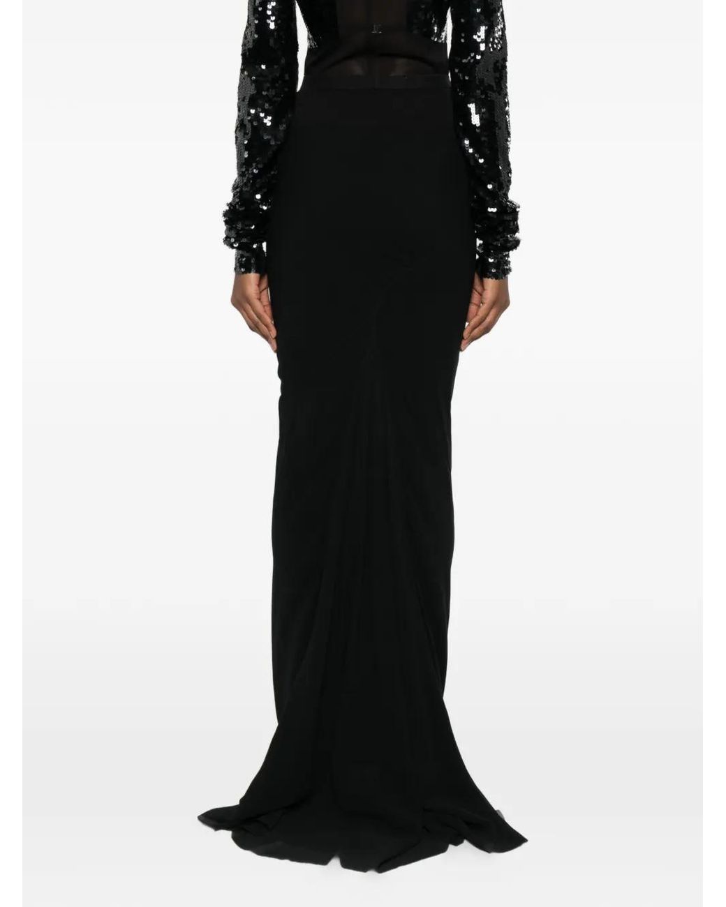 Rick Owens Geribbelde Maxi-Rok in het Black