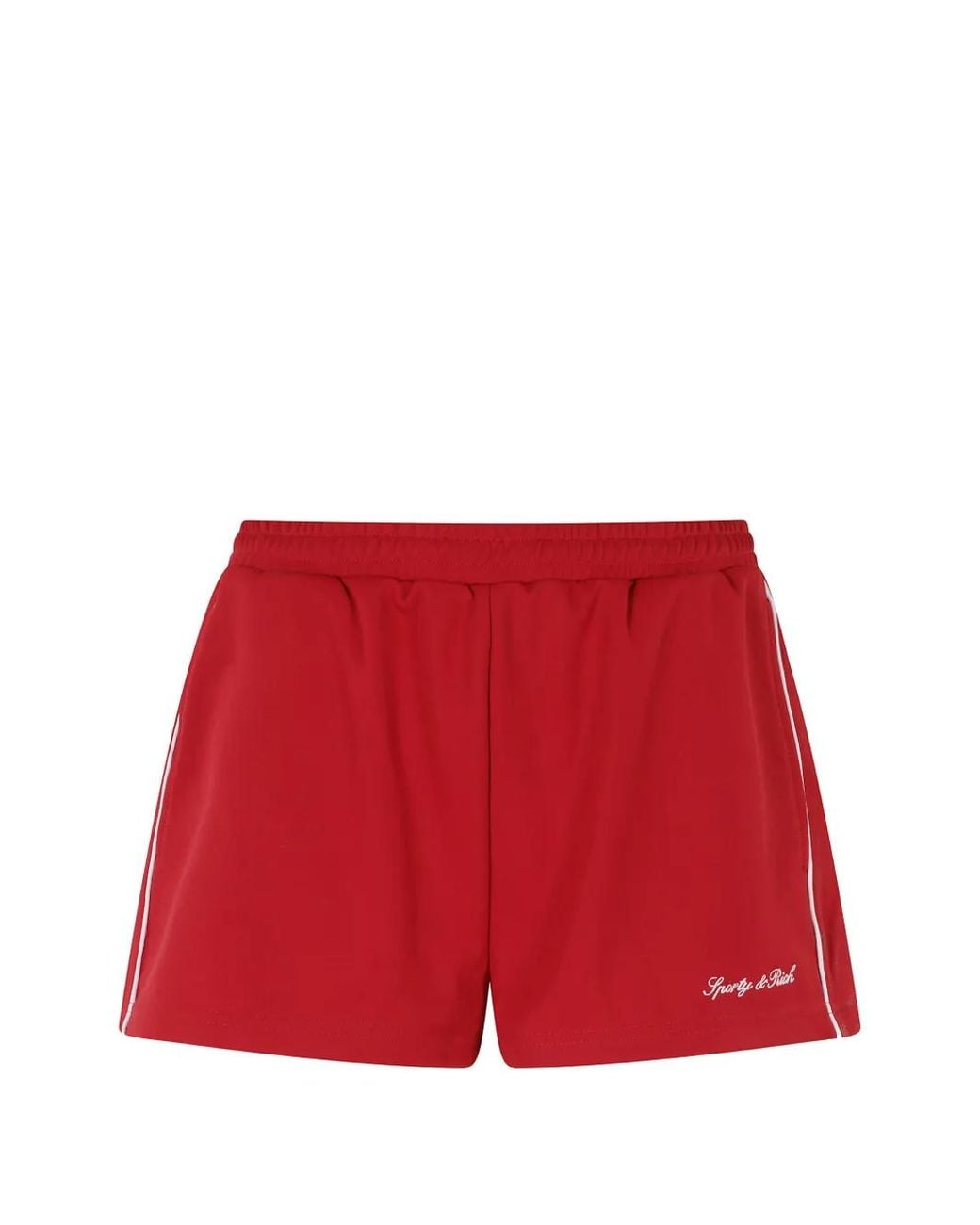 Sporty & Rich Logo-Embroidered Side-Stripe Shorts
