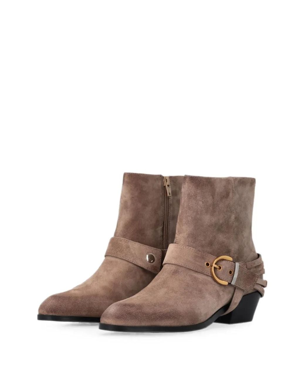 Pinko Brown Buckled Suede Boots