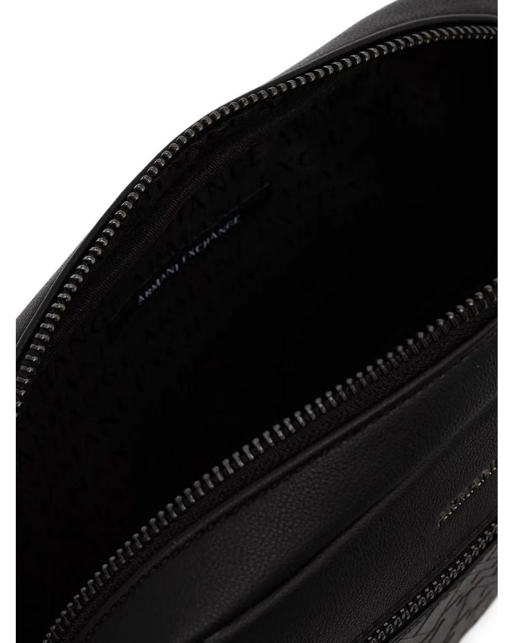 ARMANI EXCHANGE Black Logo-Embossed Belt Bag for men