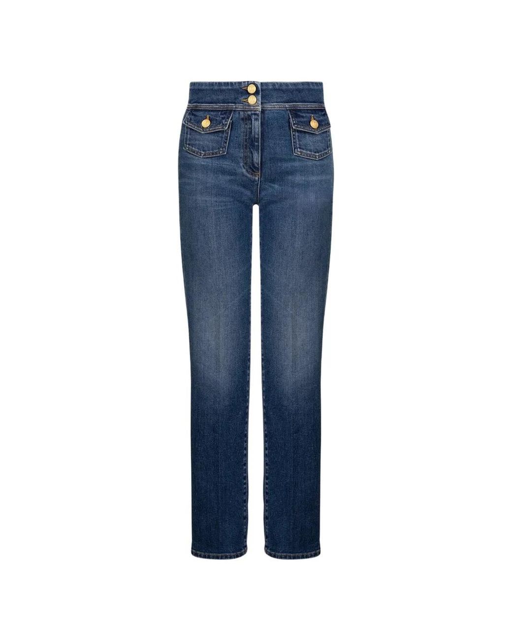 Seafarer Blue Button-Detail Pocket-Detail Jeans