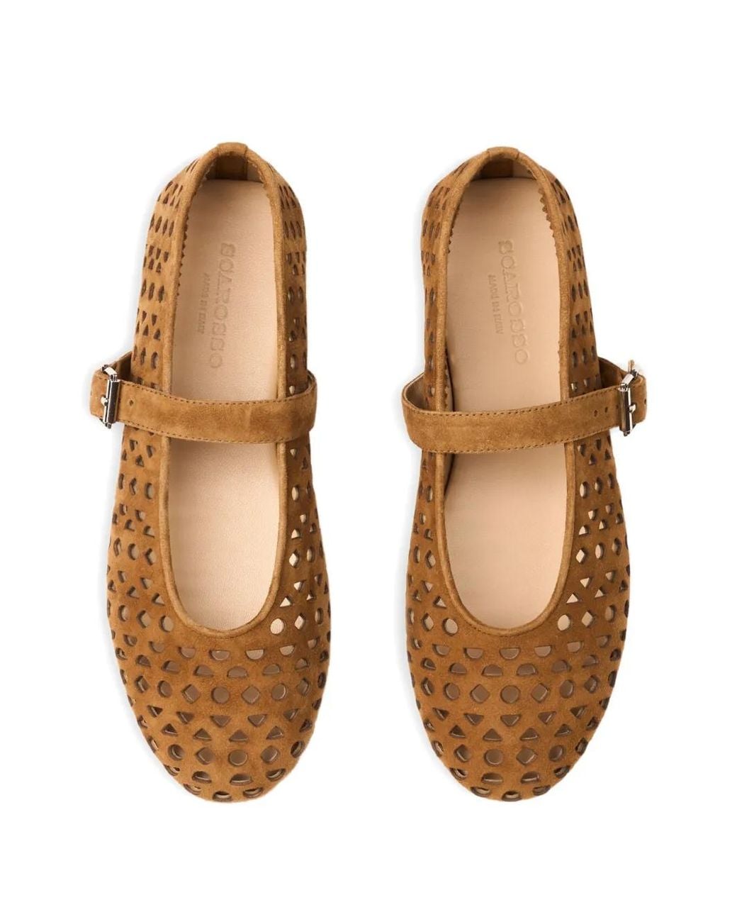 Scarosso White Evelyn Perforated Ballet Flats