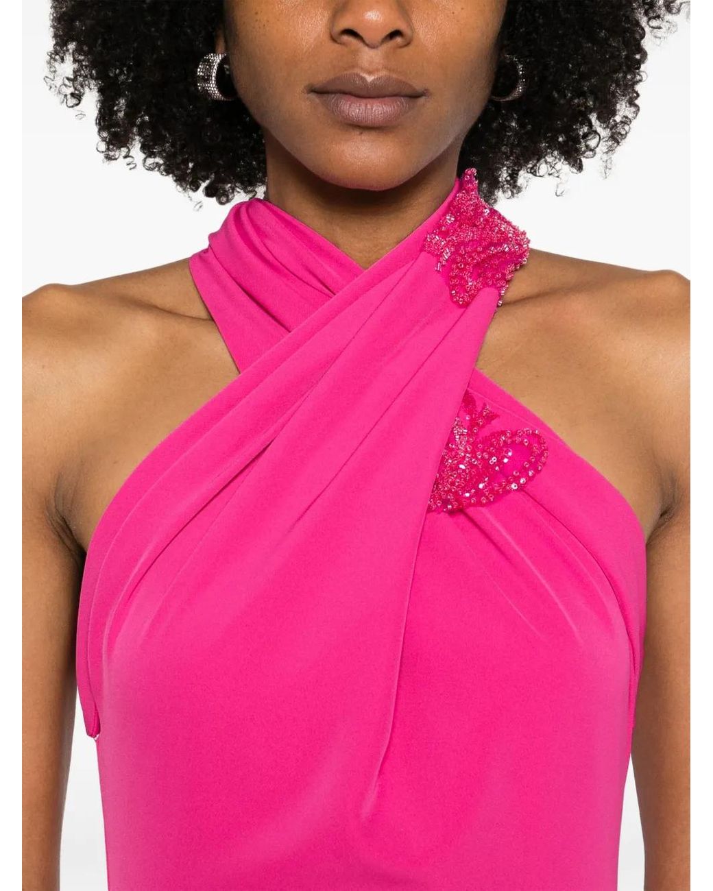 Cristallini Pink Salvadora Crystal-Embellished Maxi Dress