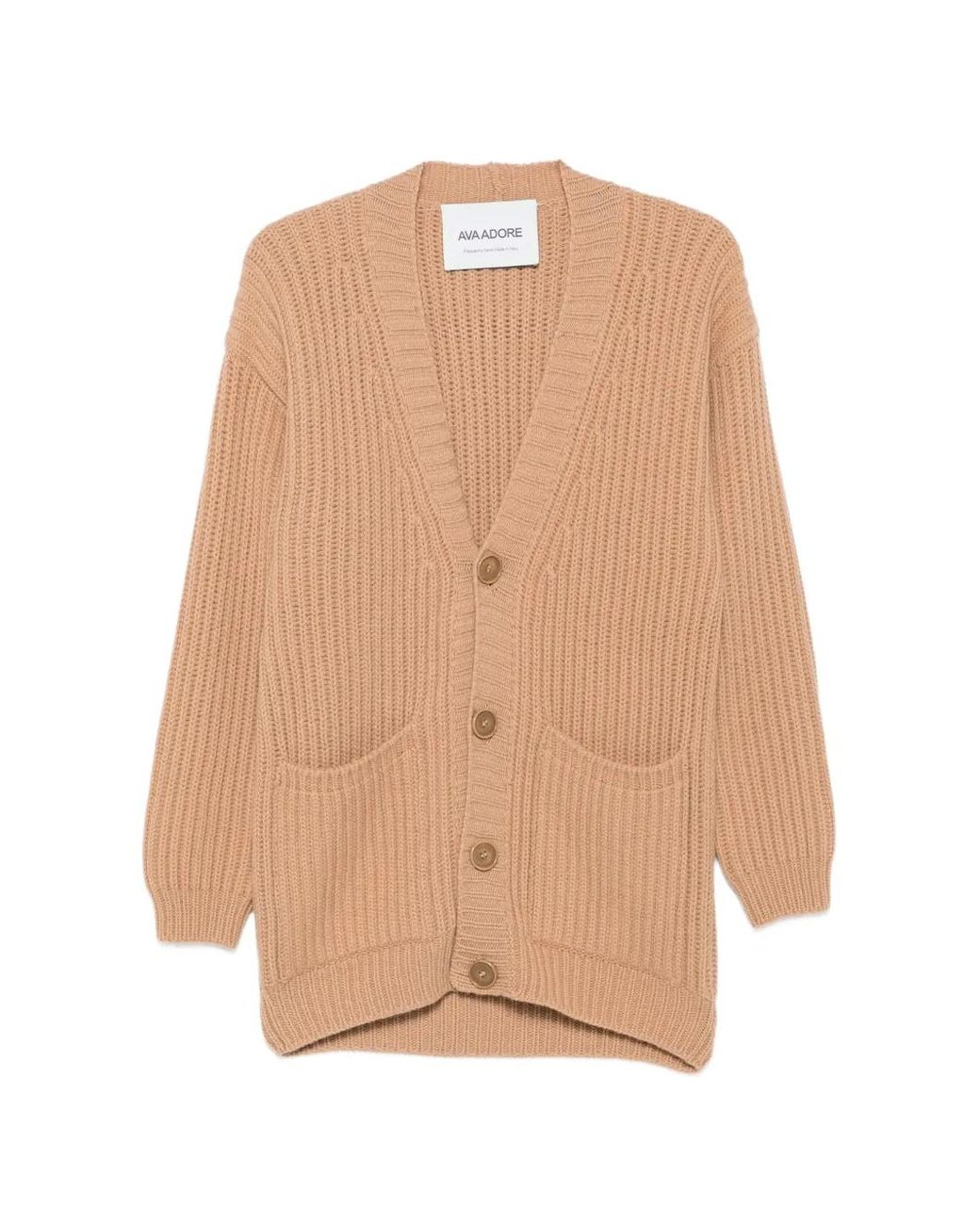 Ava Adore Natural Ribbed-Knit Cardigan