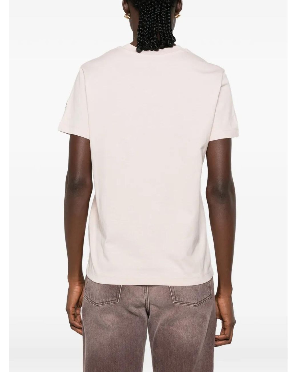 Moncler Pink Logo-Embroidered T-Shirt