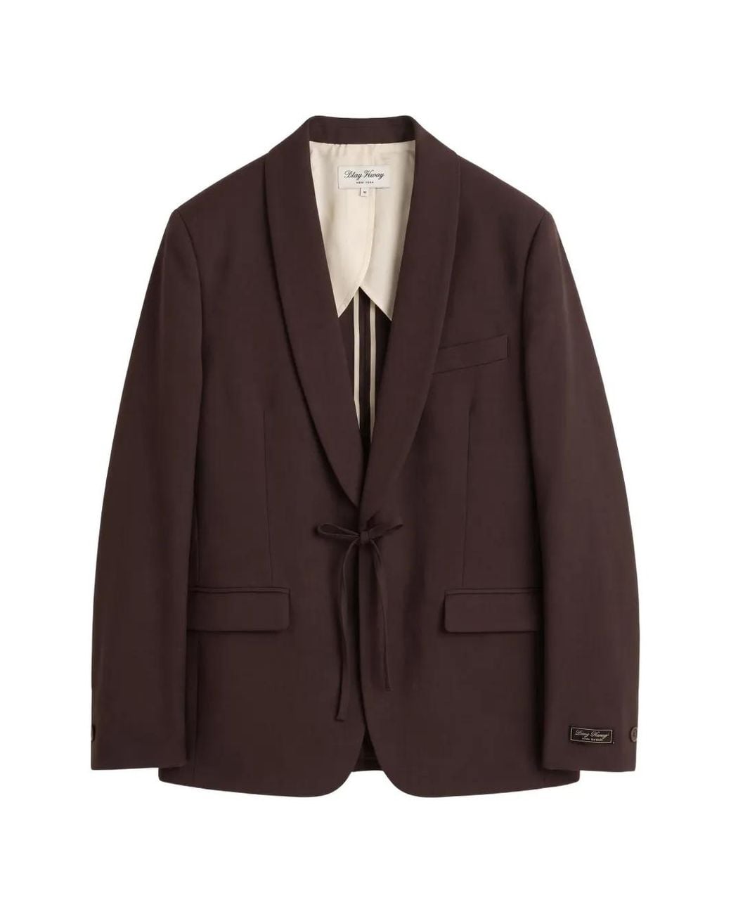 A Kind Of Guise Brown Shawl-Lapel Tie-Fastening Jacket for men