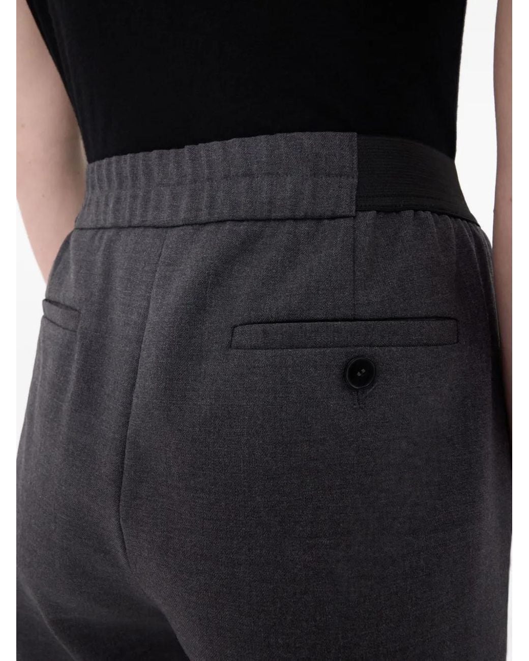 Loulou de Saison Gray Pleated Elasticated-Waist Straight Trousers