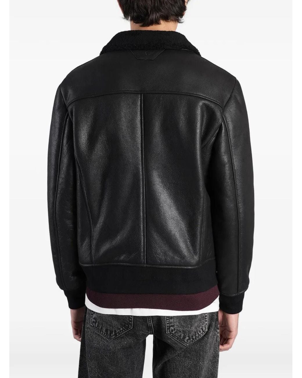 Salvatore Santoro Black Zip-Up Collared Jacket for men