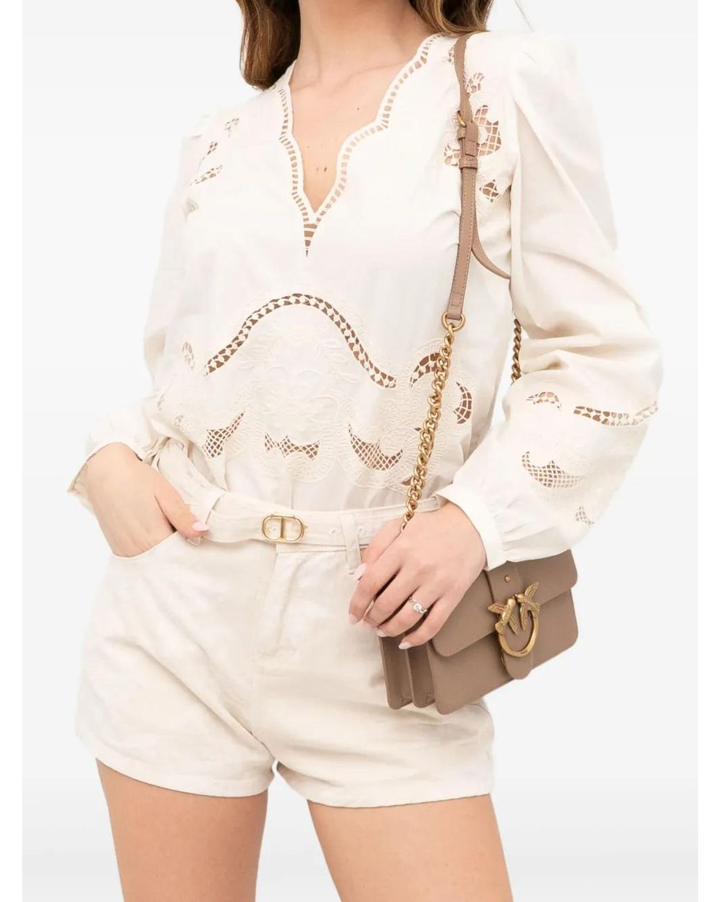 Twinset Natural Embroidered Blouse