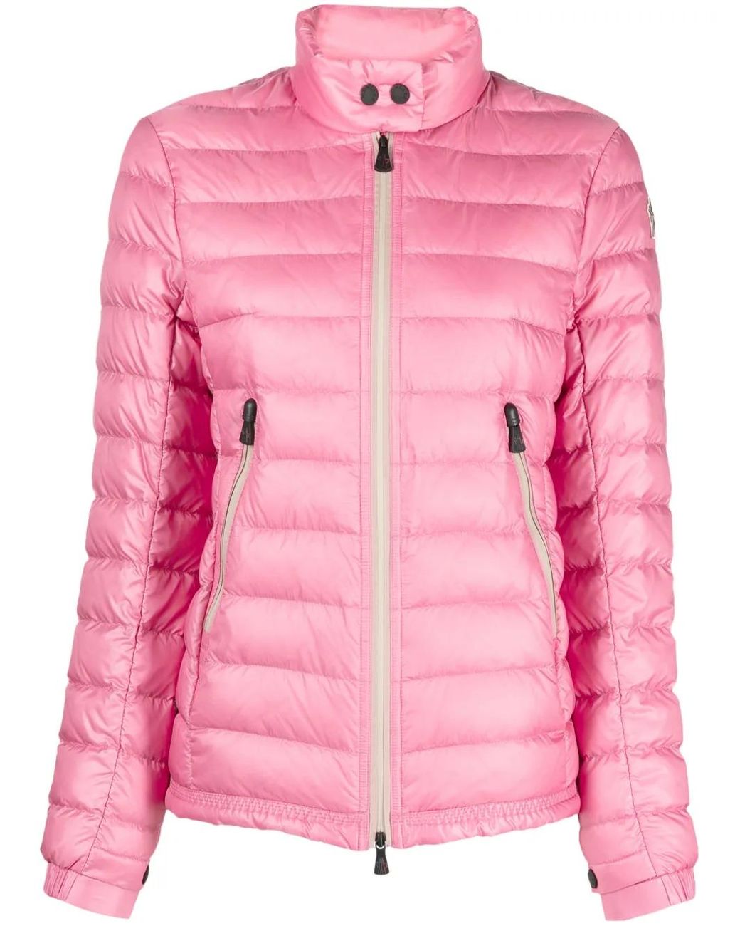 Moncler Pink Gefütterte Jacke Mit Logo-Patch