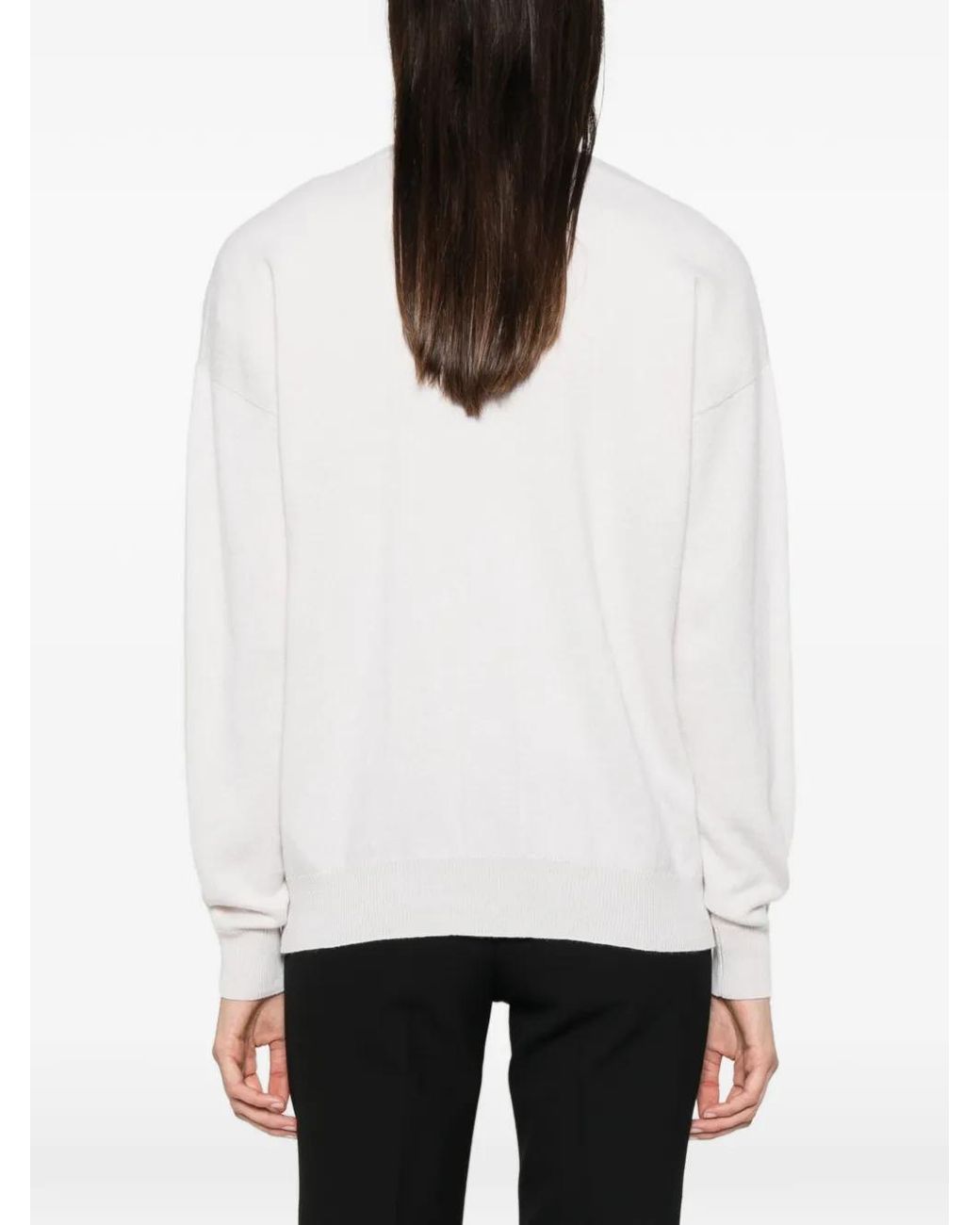 Peserico White Bead-Embellished V-Neck Cardigan