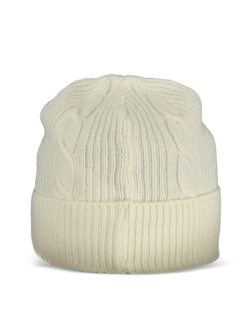 North Sails White Cable-Knit Beanie Hat