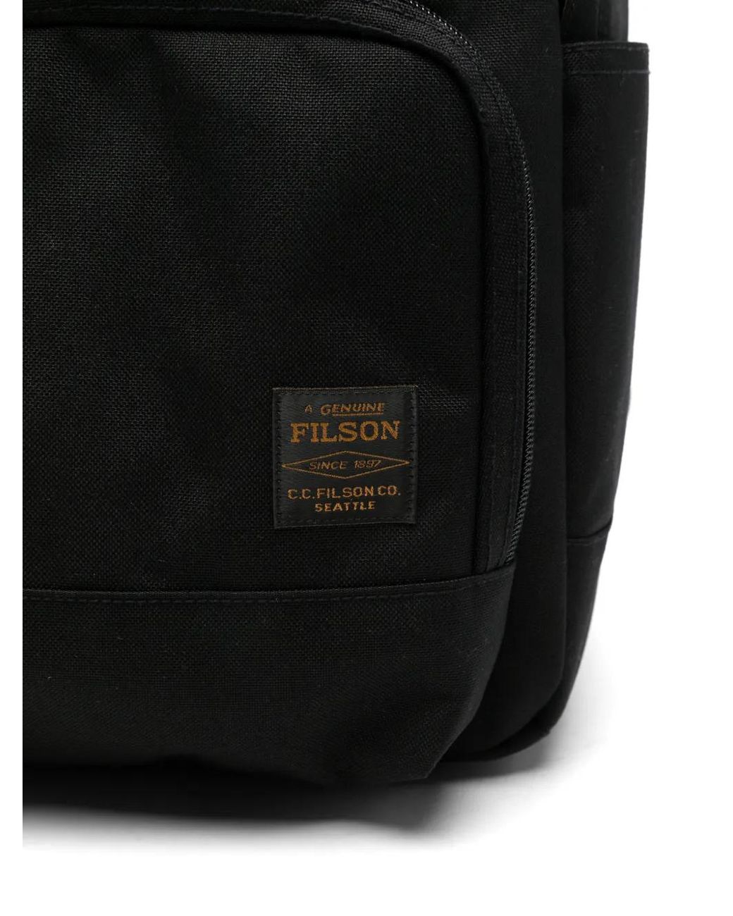 Filson Black Logo-Patch Zip Backpack for men