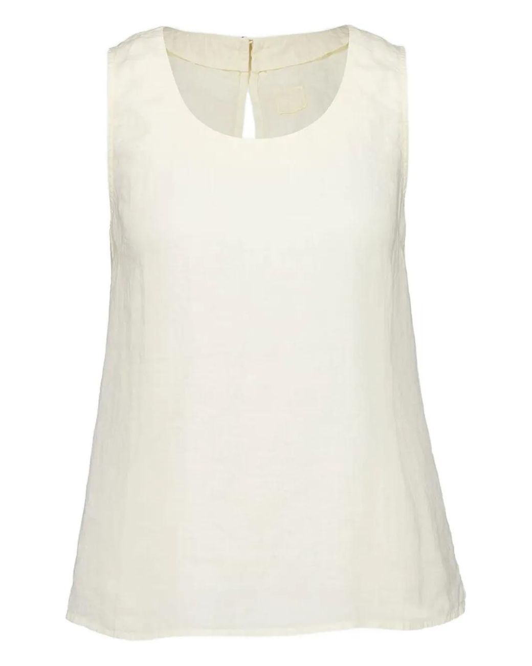 120% Lino White Linen Keyhole Cut-Out Top