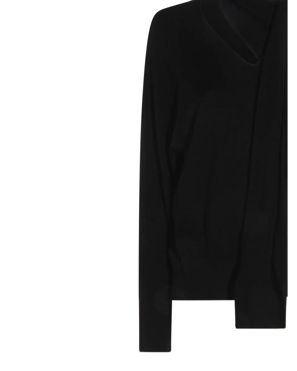 Zanone Black Neck-Tie Sweater