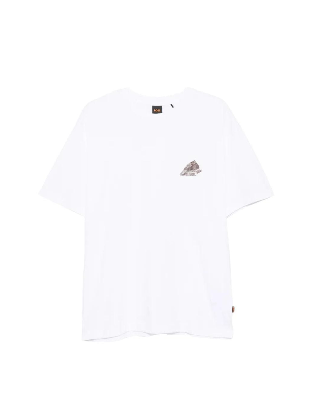 Boss White Graphic-Print Cotton T-Shirt for men