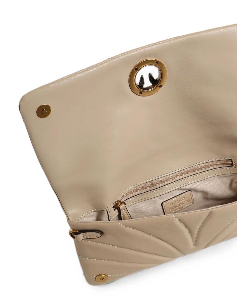 Pinko Natural Love Bag Click Horizontal Medium Crossbody Clutch Quilted Nappa Leather