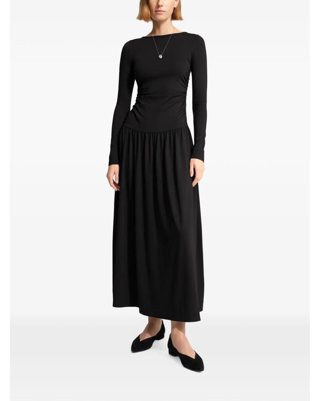 MARCELLA Black Lumi Ruched-Bodice Maxi Dress
