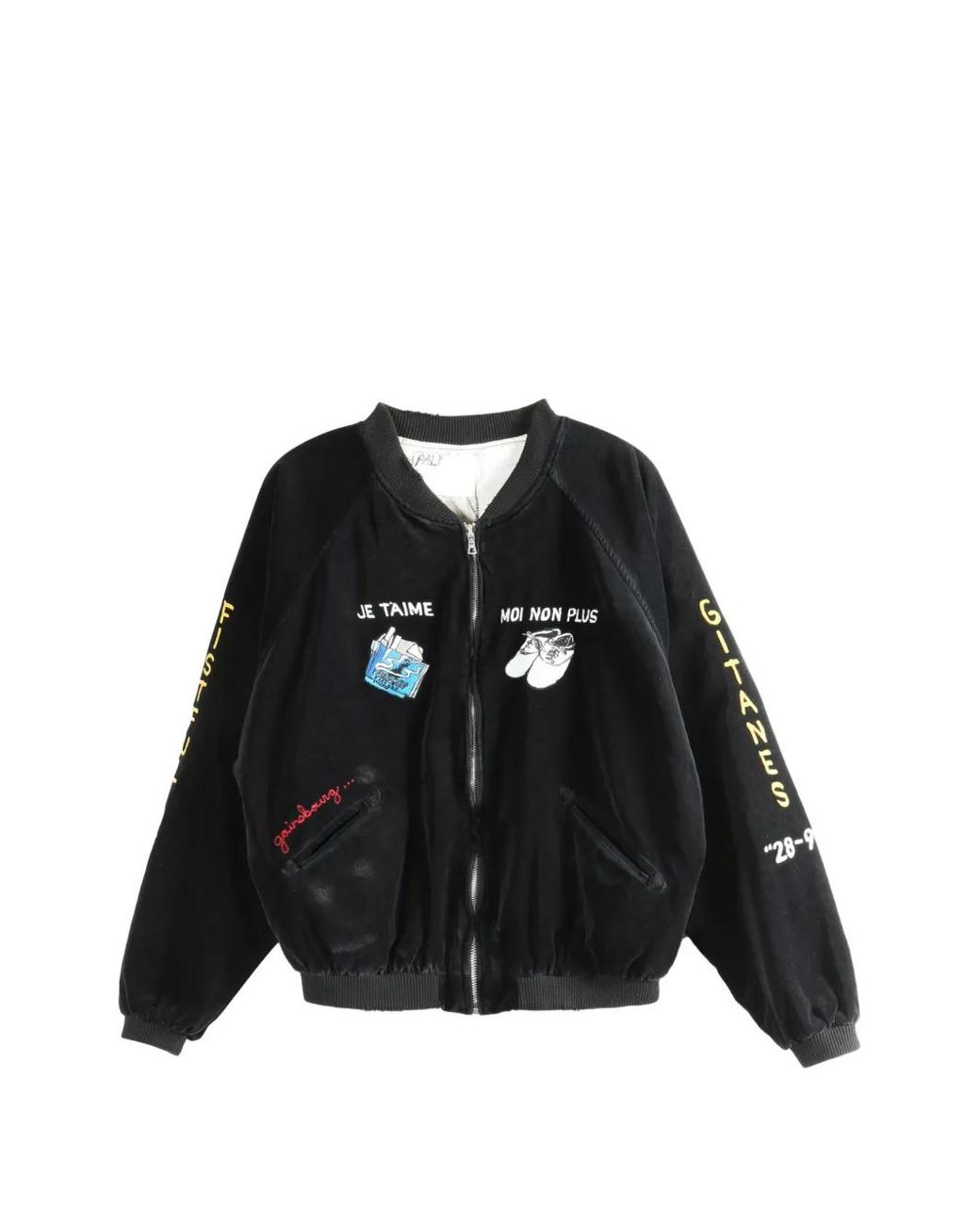 PALY Black Embroidered Velvet Bomber Jacket
