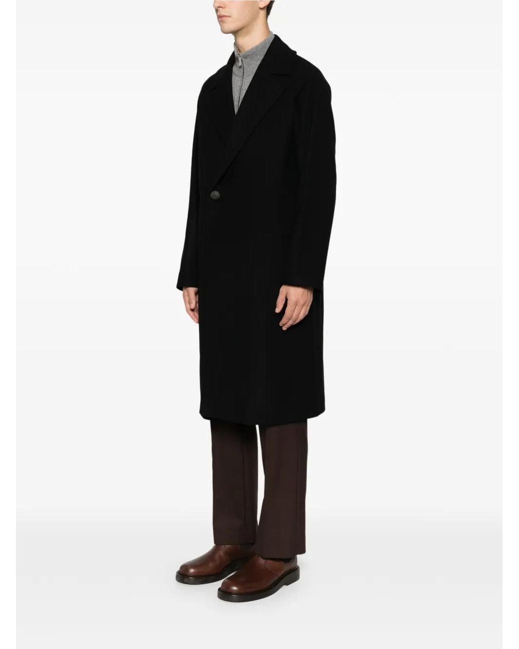 Hevò Black Surbo Buttoned Coat for men