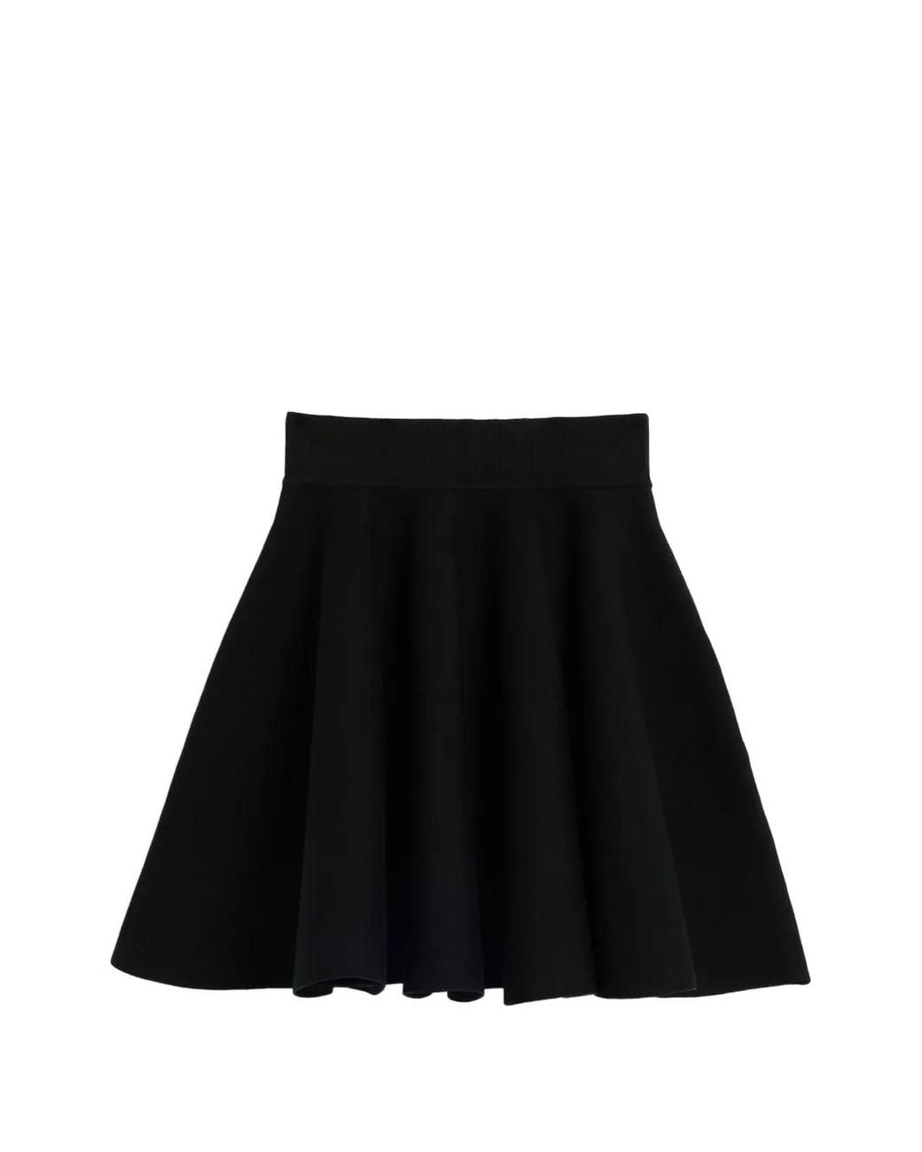 AMI Black Cotton Short Godet Skirt