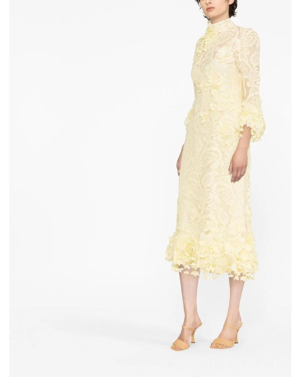 Zimmermann Yellow High Tide Lace Midi Dress