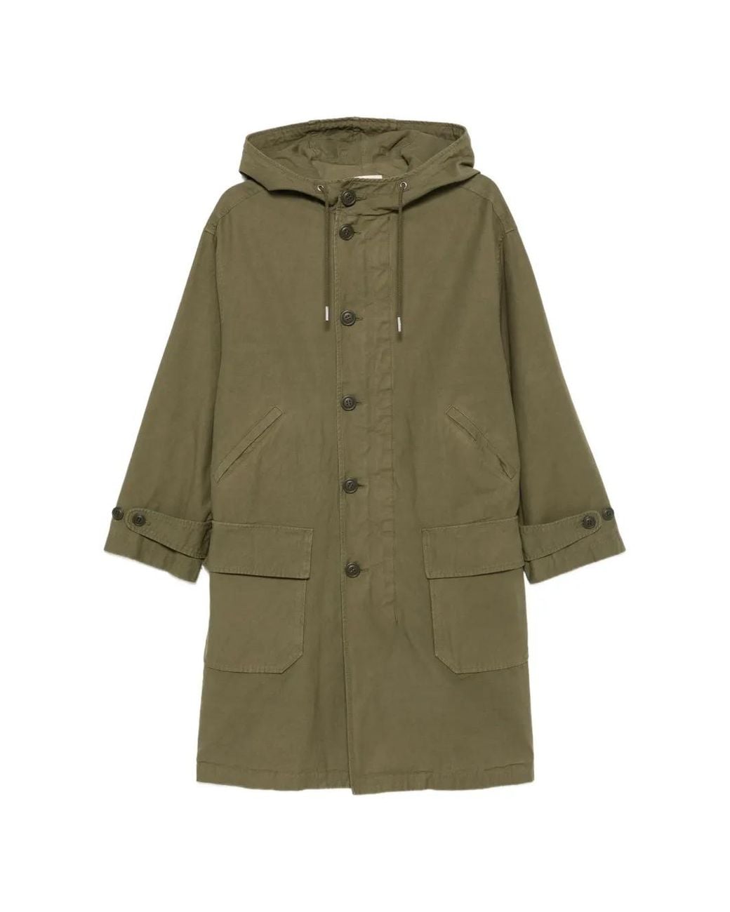 Nili Lotan Green Hooded Button-Up Parka Coat