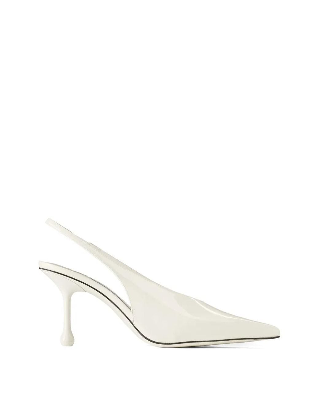 Jimmy Choo White Isa 80 Pointed Slingback Pumps