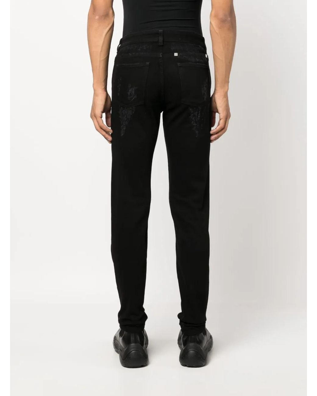 Givenchy Black Slift Fit Jeans In Destroyed Denim for men