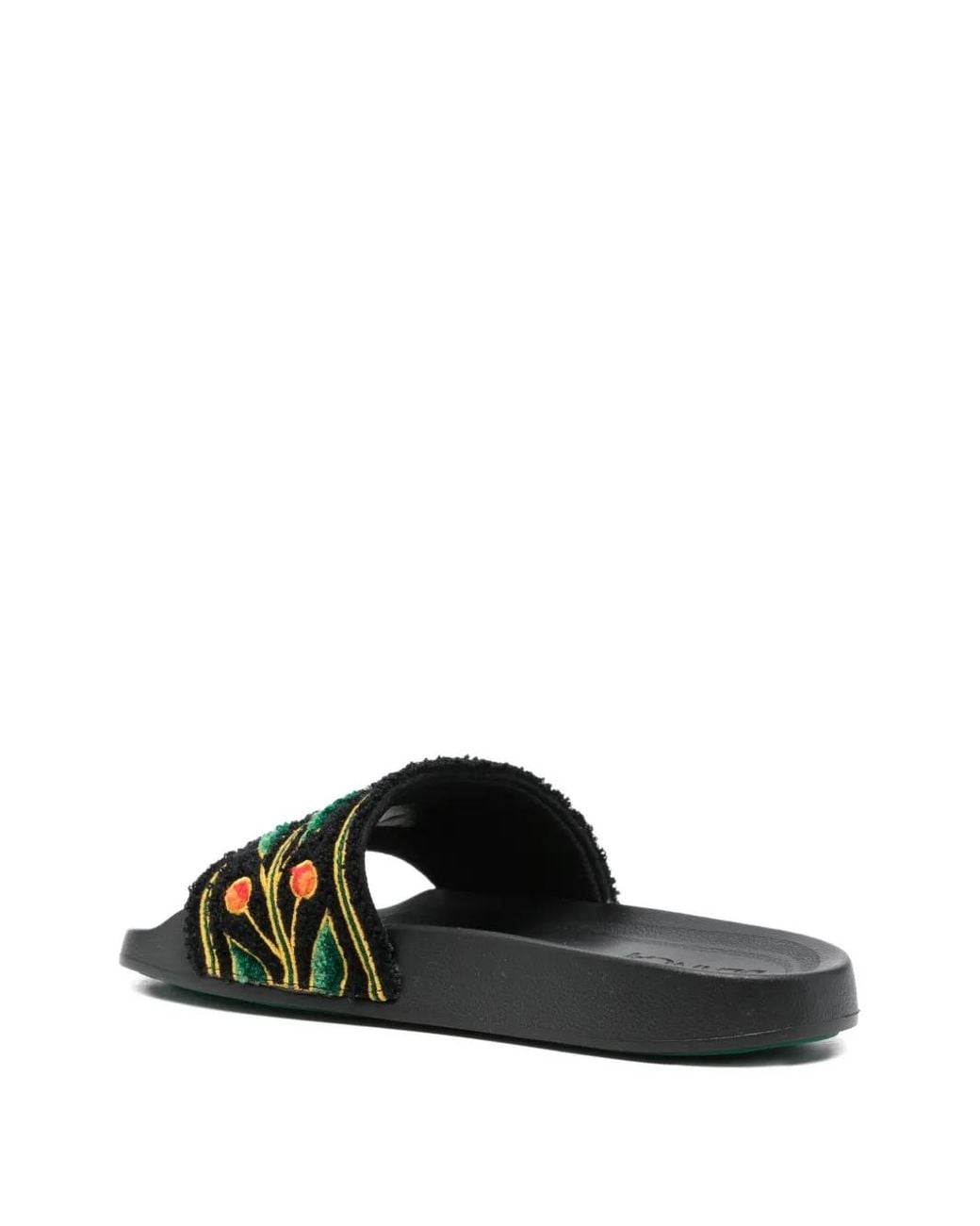Casablanca Green Floral-Pattern Slides
