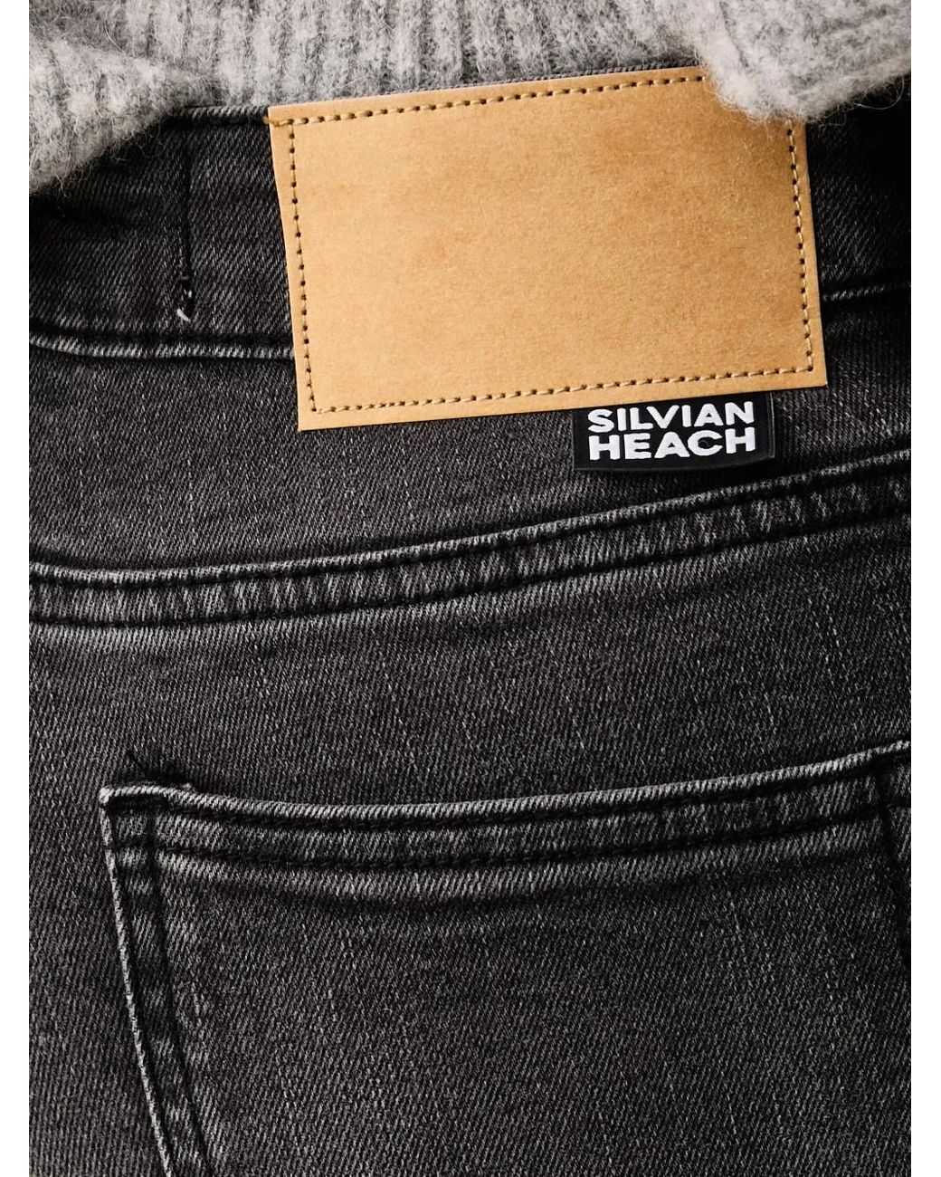 Silvian Heach Black Raw-Cut Flared Jeans