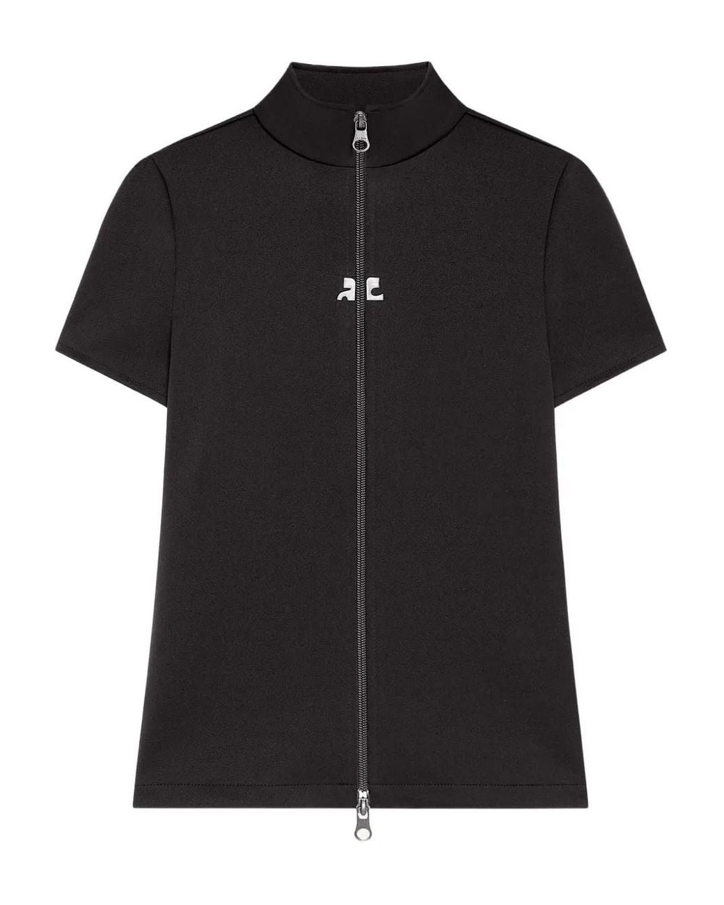 Courreges Black Interlock Zipped Top
