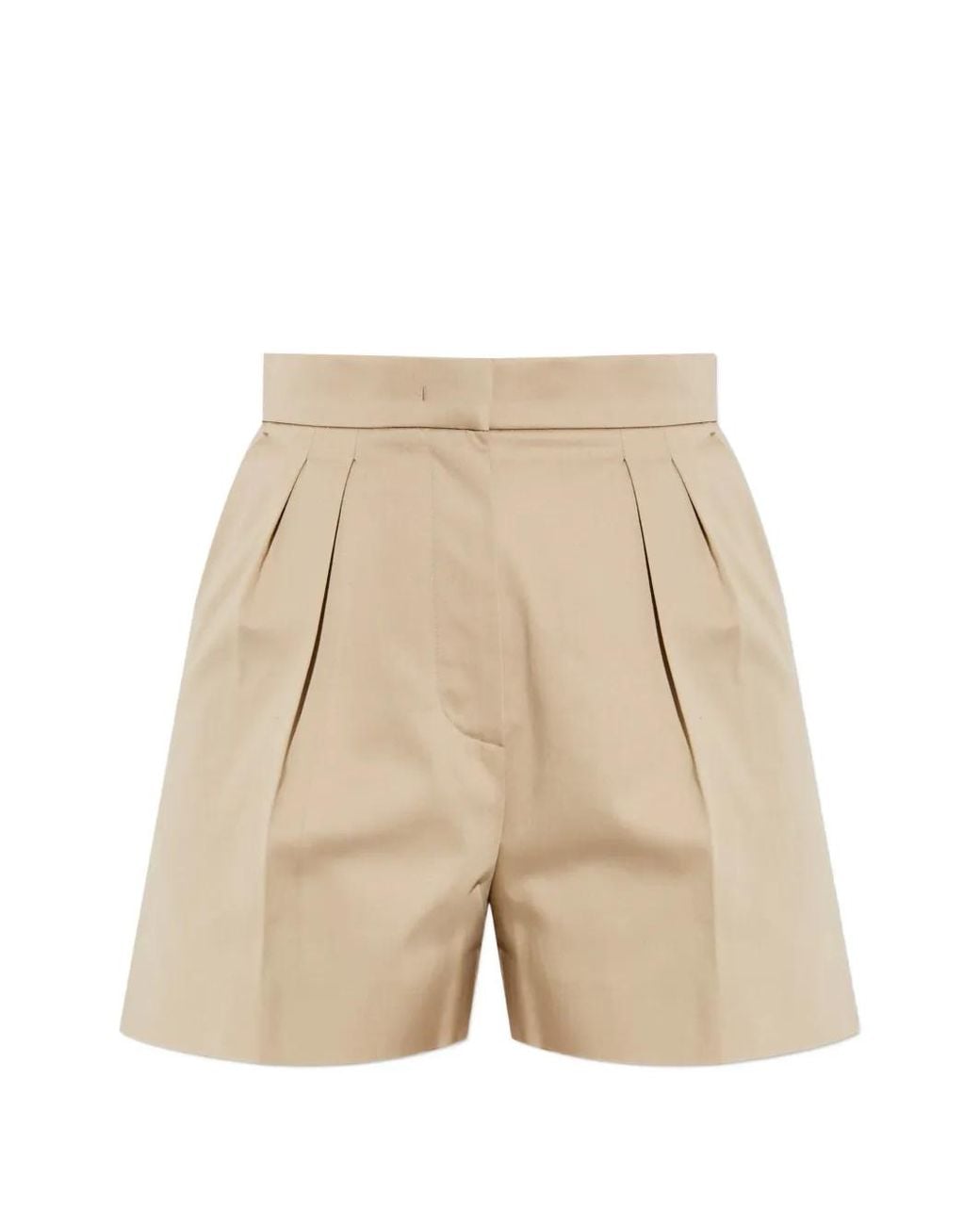 Max Mara Geplooide Katoenen Shorts in het Natural